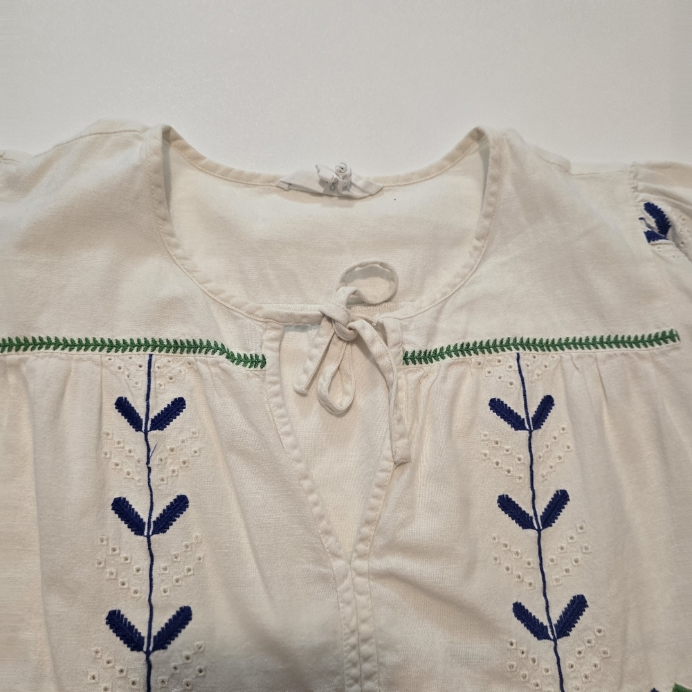 ba&sh Kimber Top Cotton Short sleeves Tie neck Pull on Size M - Picture 4 of 11